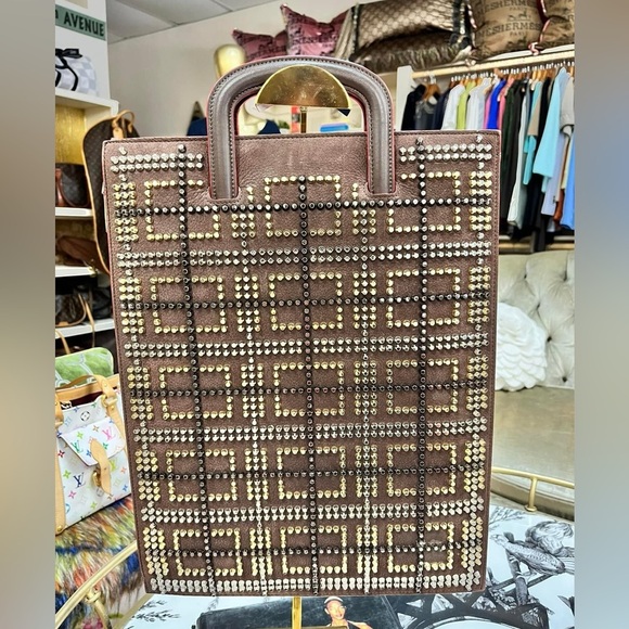 Christian Louboutin - Authentic Monogram Tritac Portfolio Spiked Leather Large - Picture 2 of 16